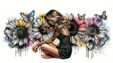 Glass Can Tumbler 500ml- Tattooed Butterfly Lady