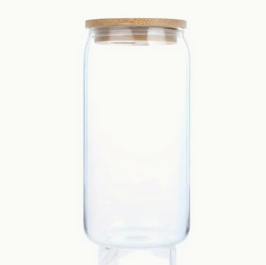 Glass Can Tumbler 500ml- Tattooed Sunflower Lady