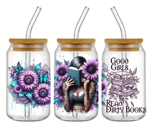 Good Girl Dirty Books Glass Tumbler 16oz