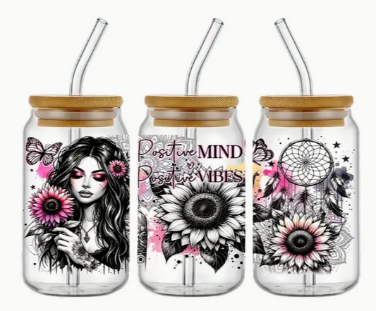 Posistive Mind Glass Tumbler 160z