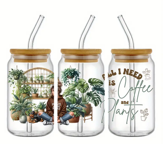 Plant Lady Glass Tumbler 16oz