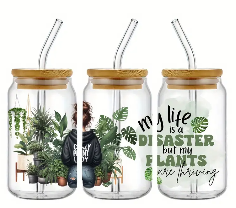 Plant Lady Glass Tumbler 16oz